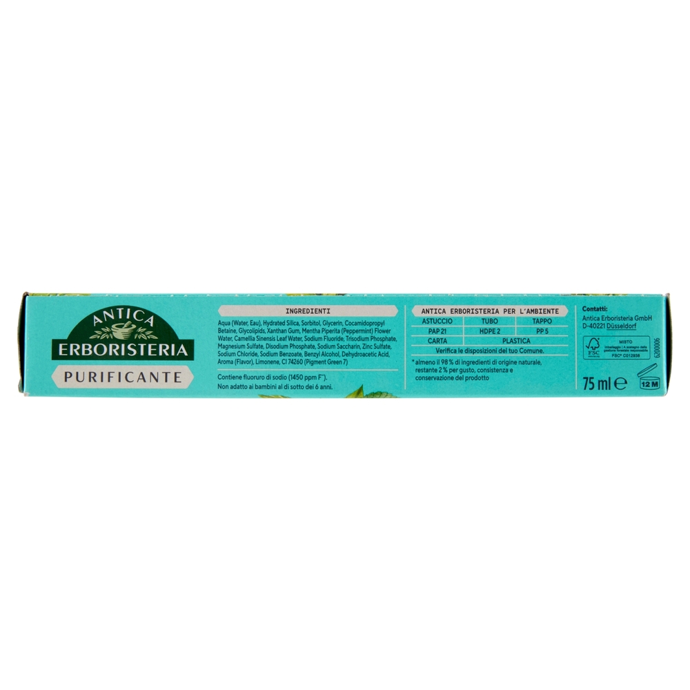 Antica Erboristeria Dentifricio Purificante Menta e Tè Verde 75 ml